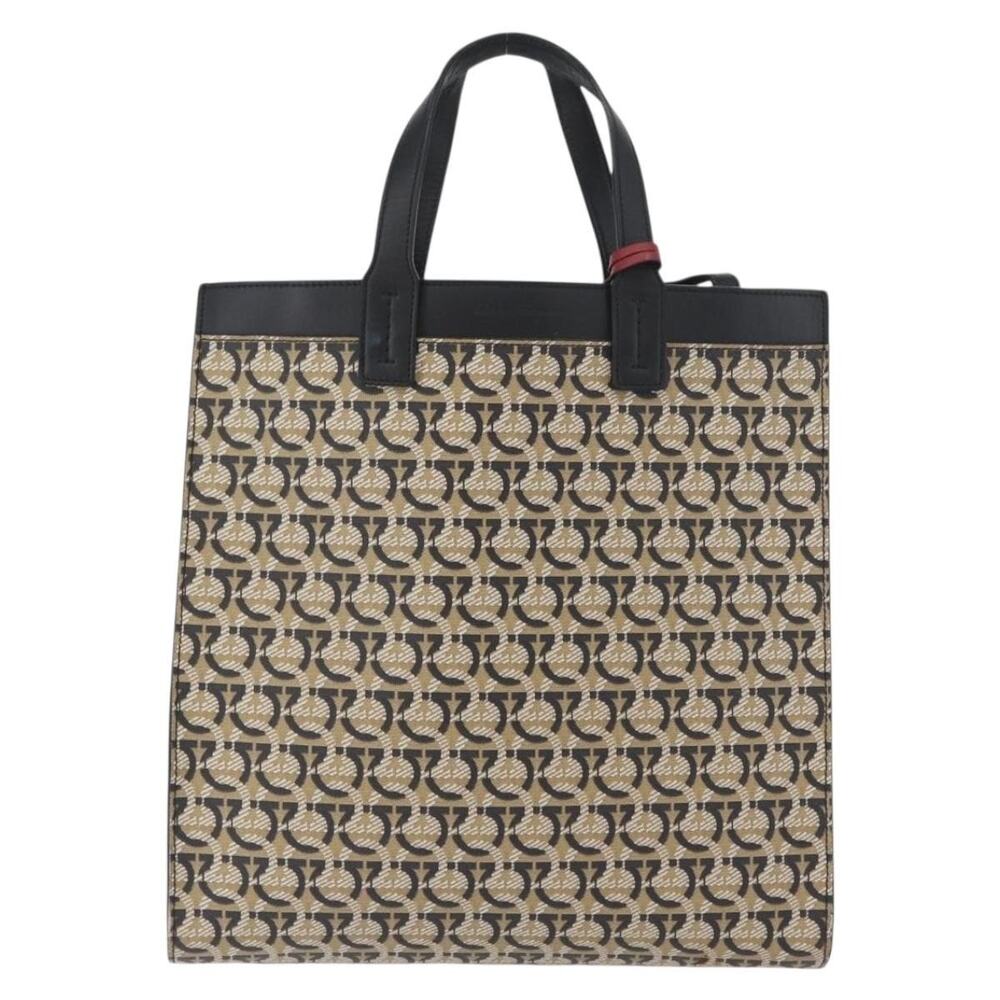 Salvatore Ferragamo Coated Canvas Gancini Handbag Beige